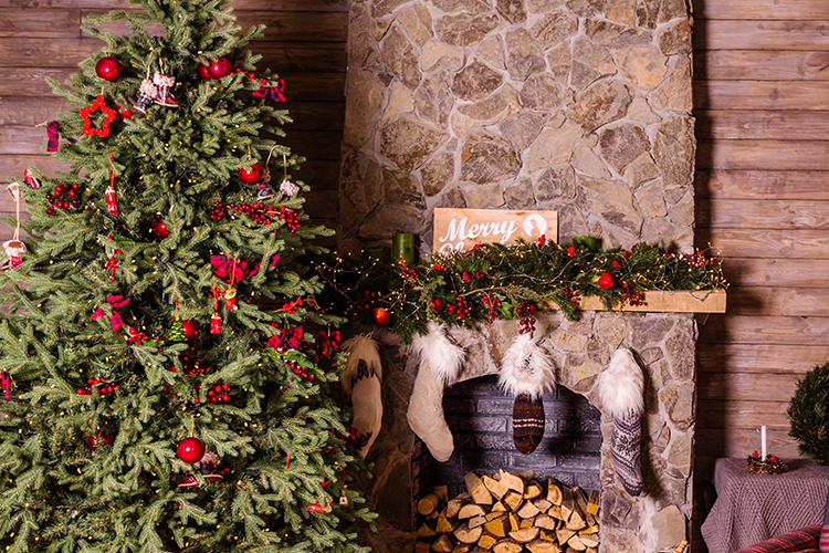 Matching Tree and Fireplace Decor